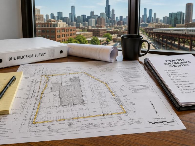 Due diligence survey documents for a commercial property purchase in Chicago IL